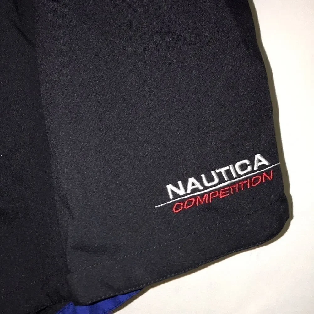Nautica Competition Mens XL Swim‎ Trunks Black Blue Lime Green Colorblock Shorts